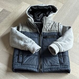 Distortion Boys Puffer Vest Full Zip Gray‎ Sweatshirt Sleeve Jacket Size 2T